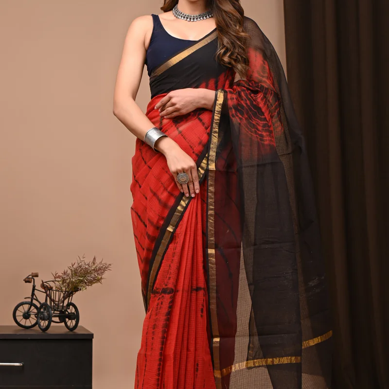 Crafts Moda Shibori Tie & Dye Kota Doria Saree With Blouse