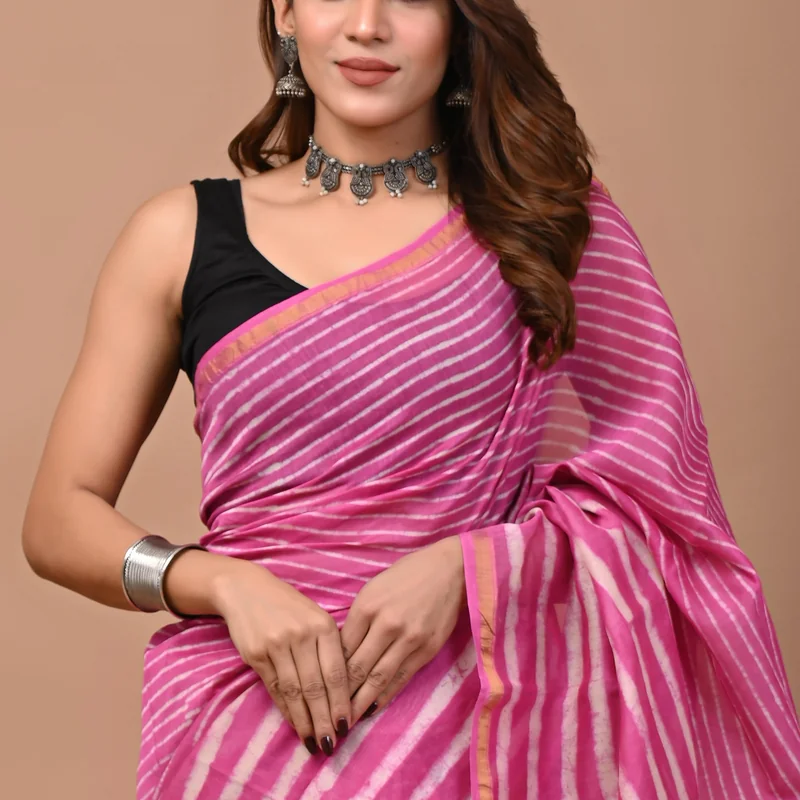 Jaipuri Chanderi Silk Saree -Dabu Print