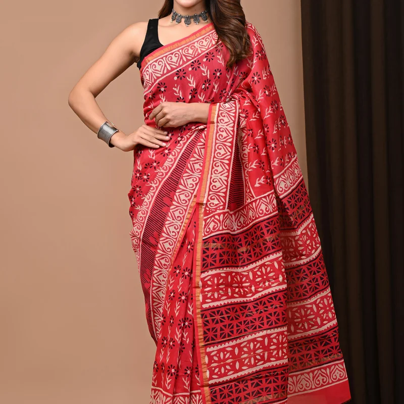 Traditional Printed Chanderi Silk Saree