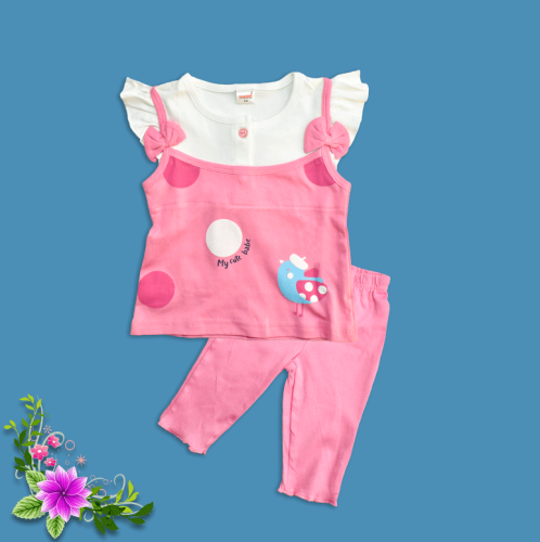 Lizio Pink Sleeveless Top with pants for Baby Girls