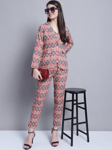 Women'S Digital Printed Crop Top And Jacket Set