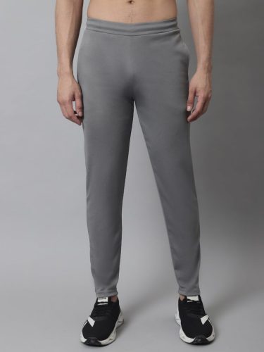 Men'S Grey Solid Streachable Lycra Trackpants