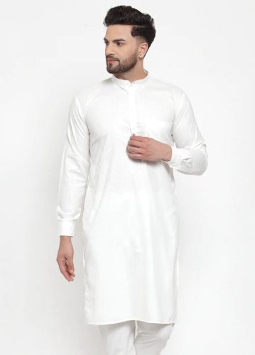 Jompers Men White Solid Kurta Only