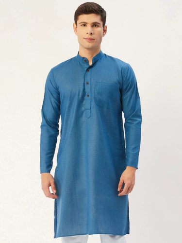 Jompers Men'S Peacock Cotton Solid Kurta Only