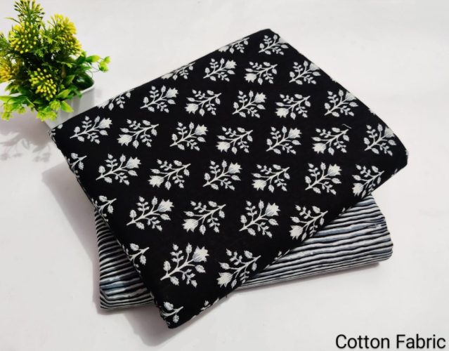 Black and white Printed Pure Cotton Combo Fabric set