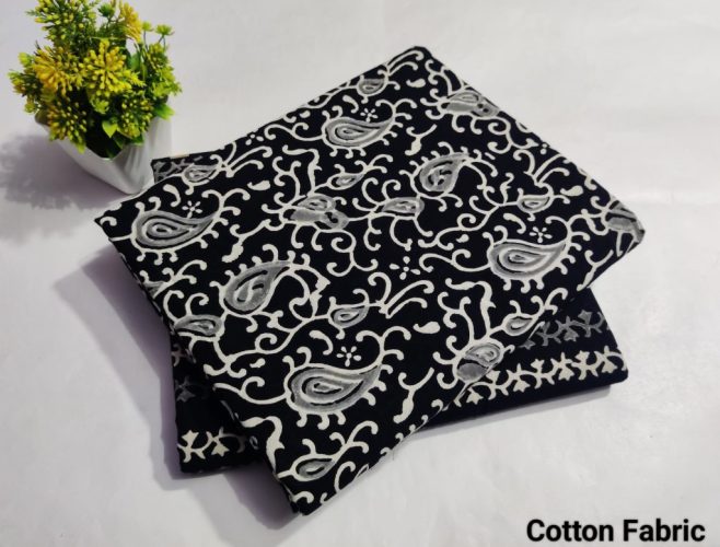 Black and White Printed Pure Cotton Combo Fabric set