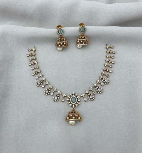 AD Stone Studded Necklace With a pair of Earrings
