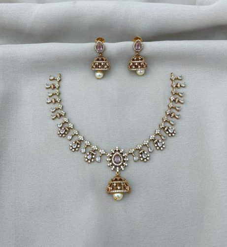 AD Stone Studded Necklace With a pair of Earrings