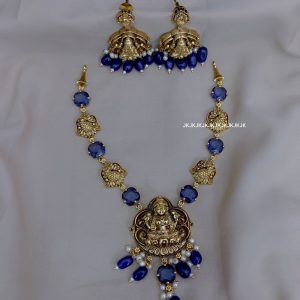 Gold Plated Traditional Lakshmi necklace with a pair of Earrings